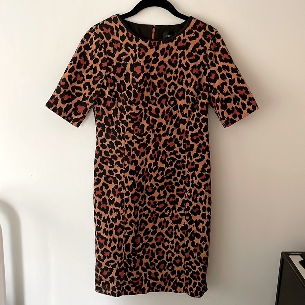 J. Crew Leopard Short Sleeve Shift Dress